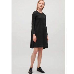 COS Contrast-front jersey & wool dress, in hunter green, size small